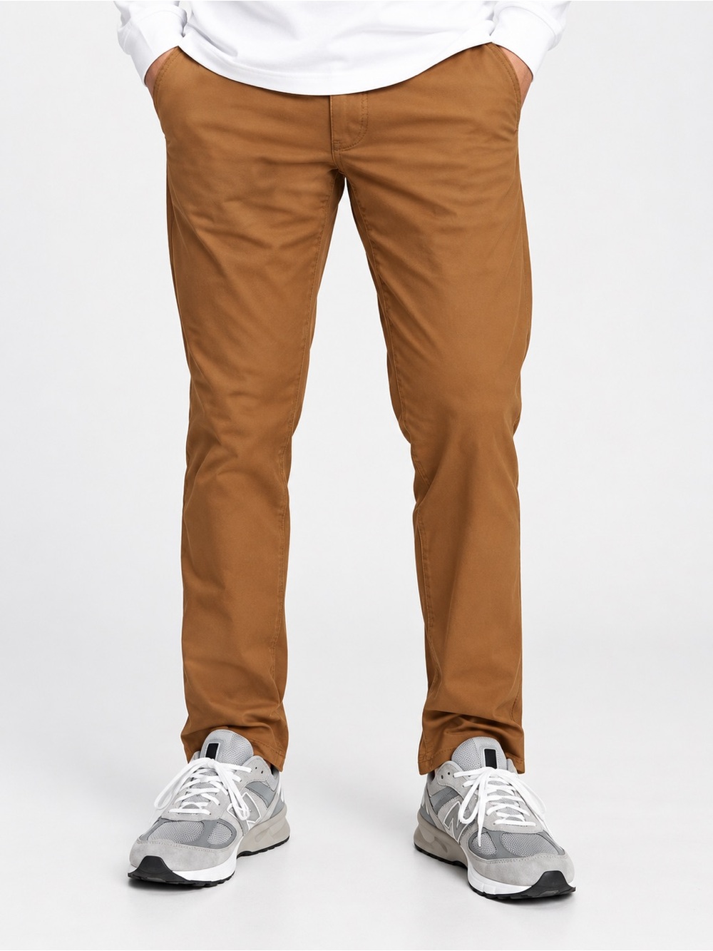 Men's Slim Fit Chino Pants in Caramel Brown Size 32